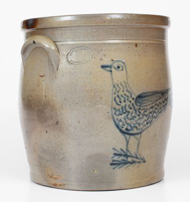 Exceedingly Rare SAM L. I. IRVINE / NEWVILLE, PA Stoneware Jar with Elaborate Bird Decorations