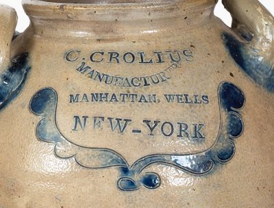 Very Rare and Fine C. CROLIUS / MANHATTAN WELLS / NEW-YORK Stoneware Jar