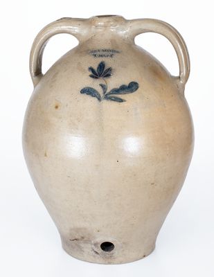 Rare I. SEYMOUR / TROY Stoneware Jug Cooler with Floral Decoration, c1830