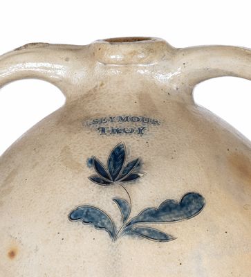 Rare I. SEYMOUR / TROY Stoneware Jug Cooler with Floral Decoration, c1830