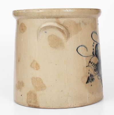 5 Gal. HAXSTUN & CO. / FORT EDWARD, NY Stoneware Crock w/ Floral Basket Decoration