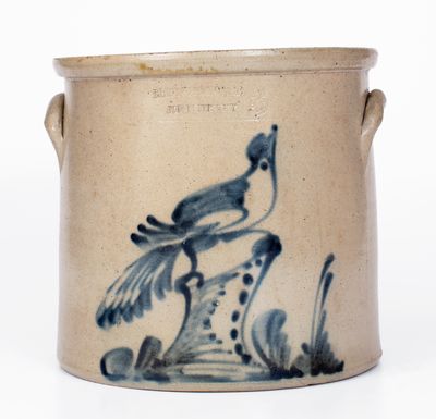 RIEDINGER & CAIRE / POUGHKEEPSIE, NY Stoneware Crock w/ Pheasant on Stump