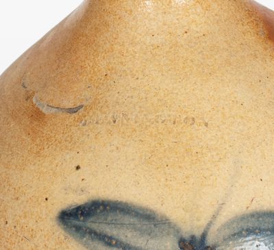 L. NORTON & SON / BENNINGTON, VT Stoneware Jug w/ Butterfly Decoration