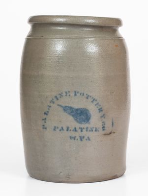 PALATINE POTTERY / PALATINE, W. VA Stoneware Jar w/ Stenciled Pear