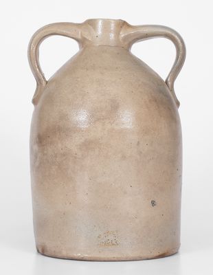 Rare Double-Handled New York Stoneware Jug w/ Slip-Trailed 