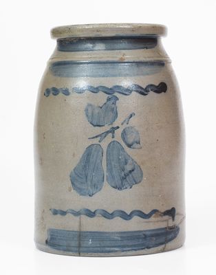 Greensboro, PA Stoneware Canning Jar w/ Stenciled Pears Decoration