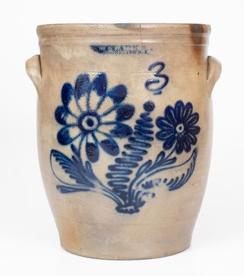 N. CLARK & Co / ROCHESTER, N.Y. Stoneware Crock w/ Floral Design