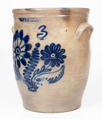 N. CLARK & Co / ROCHESTER, N.Y. Stoneware Crock w/ Floral Design