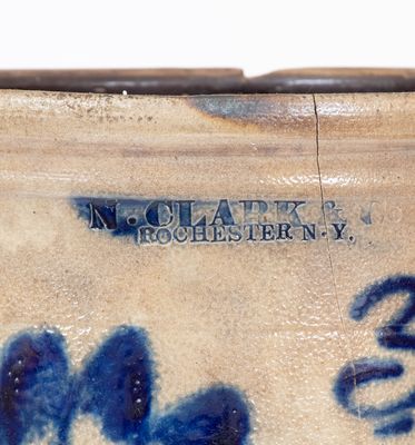 N. CLARK & Co / ROCHESTER, N.Y. Stoneware Crock w/ Floral Design