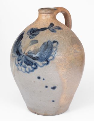 Stoneware Jug with Cobalt Floral Decoration att. Abial Price (ex. Robert Sim)