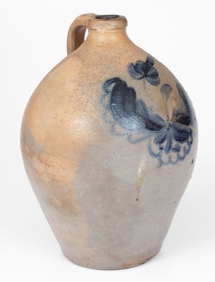 Stoneware Jug with Cobalt Floral Decoration att. Abial Price (ex. Robert Sim)