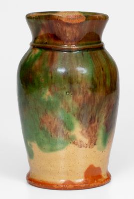 Multi-Glazed Redware Cream Pitcher, attributed to S. Bell & Sons, Strasburg, VA, circa 1890