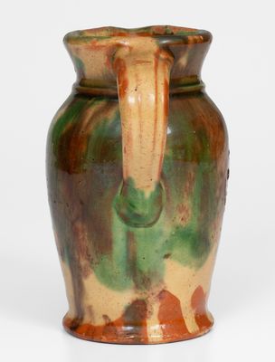 Multi-Glazed Redware Cream Pitcher, attributed to S. Bell & Sons, Strasburg, VA, circa 1890