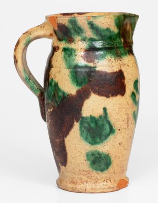 Multi-Glazed Redware Cream Pitcher, attributed to S. Bell & Sons or J. Eberly & Co., Strasburg