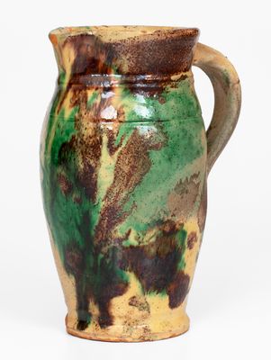 Multi-Glazed Redware Cream Pitcher, attributed to S. Bell & Sons or J. Eberly & Co., Strasburg