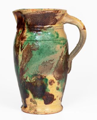 Multi-Glazed Redware Cream Pitcher, attributed to S. Bell & Sons or J. Eberly & Co., Strasburg