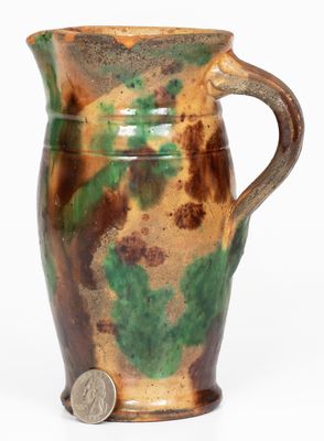 Multi-Glazed Redware Cream Pitcher, attrib. S. Bell & Sons or J. Eberly & Co., Strasburg, VA