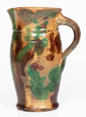 Multi-Glazed Redware Cream Pitcher, attrib. S. Bell & Sons or J. Eberly & Co., Strasburg, VA