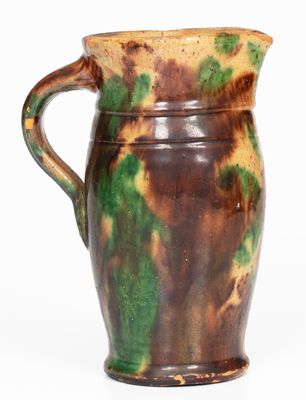 Multi-Glazed Redware Cream Pitcher, attrib. S. Bell & Sons or J. Eberly & Co., Strasburg, VA