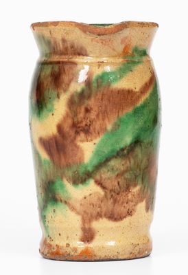 Multi-Glazed Redware Cream Pitcher, attributed to J. Eberly & Co., Strasburg, VA, c1890