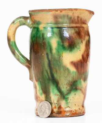 Multi-Glazed Redware Cream Pitcher, attributed to J. Eberly & Co., Strasburg, VA, c1890