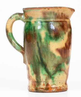 Multi-Glazed Redware Cream Pitcher, attributed to J. Eberly & Co., Strasburg, VA, c1890