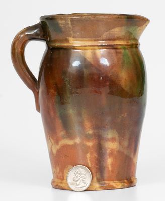 Multi-Glazed Redware Cream Pitcher, attrib. S. Bell & Sons, Strasburg, Virginia, c1890