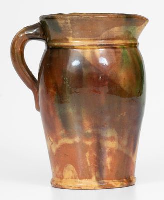 Multi-Glazed Redware Cream Pitcher, attrib. S. Bell & Sons, Strasburg, Virginia, c1890