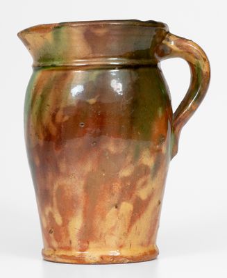 Multi-Glazed Redware Cream Pitcher, attrib. S. Bell & Sons, Strasburg, Virginia, c1890