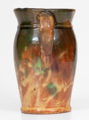 Multi-Glazed Redware Cream Pitcher, attrib. S. Bell & Sons, Strasburg, Virginia, c1890