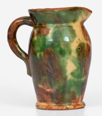 Multi-Glazed Redware Cream Pitcher, attrib. J. Eberly & Co., Strasburg, VA, c1890