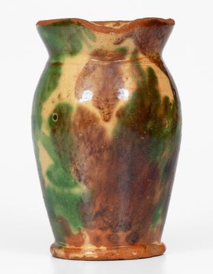 Multi-Glazed Redware Cream Pitcher, attrib. J. Eberly & Co., Strasburg, VA, c1890