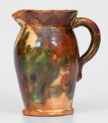 Multi-Glazed Redware Cream Pitcher, attrib. J. Eberly & Co., Strasburg, VA, c1890