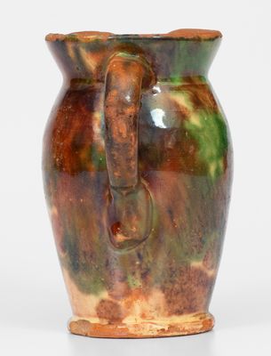 Multi-Glazed Redware Cream Pitcher, attrib. J. Eberly & Co., Strasburg, VA, c1890