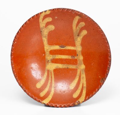 Small Slip-Decorated Philadelphia Redware Plate, second quarter 19th century