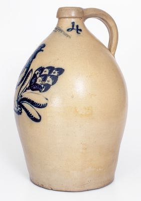 Exceedingly Rare F. STETZENMEYER / ROCHESTER, NY Stoneware Jug w/ Elaborate Rooster Decoration