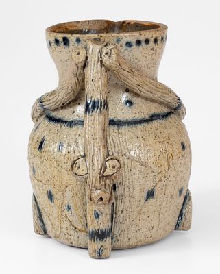 Exceptional Ohio Stoneware Pitcher with Elaborate Twig-Form Handle, January 1, 1889