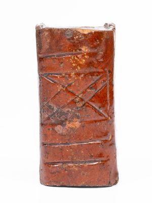 Very Rare Redware Book-Form Inkwell, Inscribed 