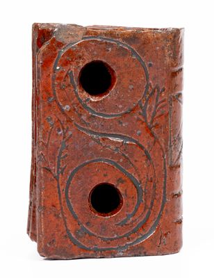 Very Rare Redware Book-Form Inkwell, Inscribed 