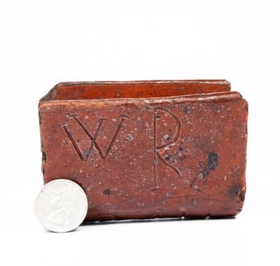 Very Rare Redware Book-Form Inkwell, Inscribed 