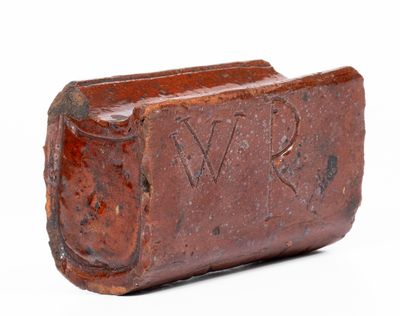 Very Rare Redware Book-Form Inkwell, Inscribed 