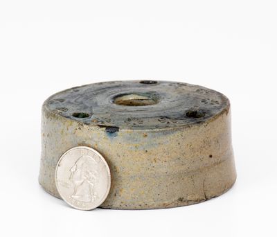 Cobalt-Decorated Stoneware Inkwell w/ Impressed Decoration, probably New York State, c1825