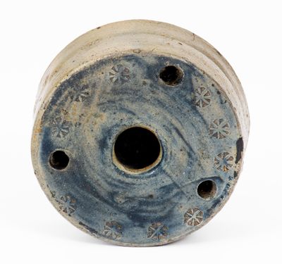 Cobalt-Decorated Stoneware Inkwell w/ Impressed Decoration, probably New York State, c1825