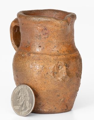 Extremely Rare Miniature Salt-Glazed Stoneware Face Pitcher, probably Virginia origin