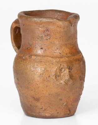 Extremely Rare Miniature Salt-Glazed Stoneware Face Pitcher, probably Virginia origin