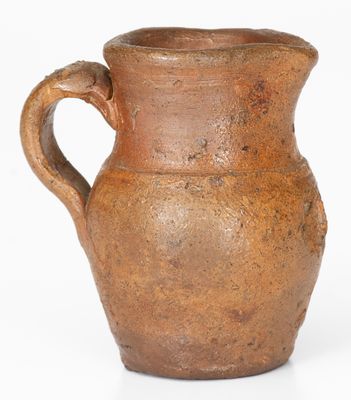 Extremely Rare Miniature Salt-Glazed Stoneware Face Pitcher, probably Virginia origin