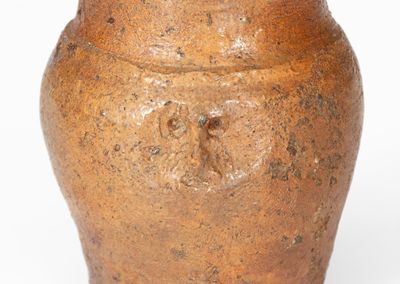 Extremely Rare Miniature Salt-Glazed Stoneware Face Pitcher, probably Virginia origin