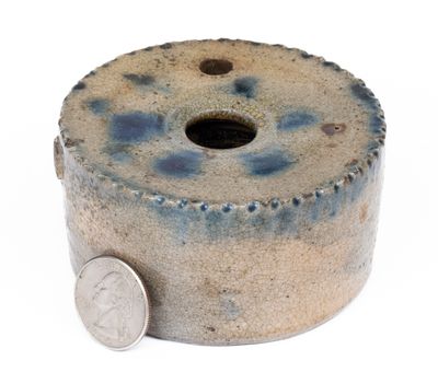 Cobalt-Decorated Stoneware Inkwell, Northeastern U.S. origin, second quarter 19th century