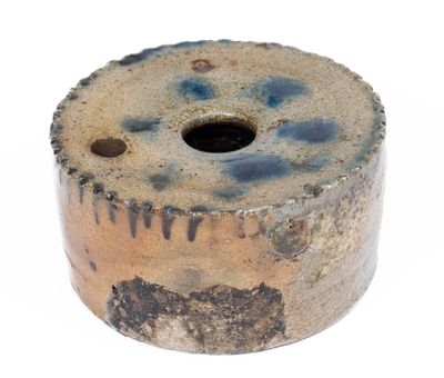 Cobalt-Decorated Stoneware Inkwell, Northeastern U.S. origin, second quarter 19th century