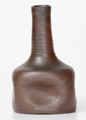 Rare Salt-Glazed Stoneware Face Bottle, Incised 